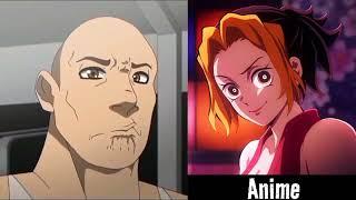 Demon Slayer Female Edition-1, Anime Vs Reddit (The Rock Reaction Meme)