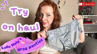 Try On Haul | Grey Satin Lace Panties | Soft & Sexy Lingerie by Lolla