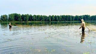 НАЛОВИЛИ ЩУК НЕВОДОМ! УДАЧНО ПРОЦЕДИЛИ ВОДОЕМ! РЫБАЛКА УДАЛАСЬ. #невод #рыбалка #лайк
