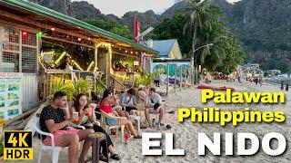 4K  EL NIDO TOWN 2024 | Beachfront Walk, Hotels, Restaurants, and Streets | Palawan, Philippines