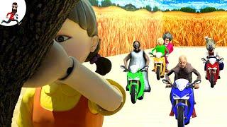 Squid Game Doll vs Granny, Grandpa, Teacher, Baldi ► funny horror granny game mod