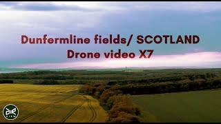 Dunfermline fields and Lomond Park, Scotland from above drone video.