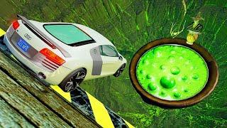 Car Jumps & Falls into Spooky Witch Pot - BeamNG.drive