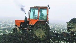 #Трактор Т 25  застрял с прицепом навоза l Tractor T 25 stuck with manure trailer