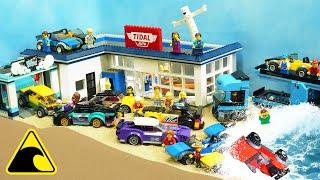 Lego Car Disaster - Tsunami Dam Breach Experiment - Wave Machine VS Car Dealership