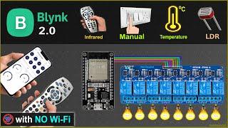 Home Automation using ESP32 Blynk 2.0 with IR remote control relay temperature sensor | IoT 2021