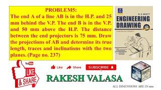 Problem 5 Projections of Straight lines 2 Solutions in AutoCAD (Engineering Drawing by N.D.BHATT)