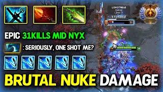 BRUTAL NUKE DAMAGE MID Nyx Assassin 31Kills With LVL5 Dagon + Ethereal Blade Build 7.37d DotA 2