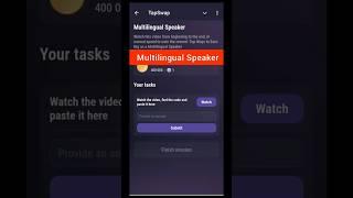 Tapswap new code todayMultilingual Speaker | tapswap code….. #tapswap #shorts