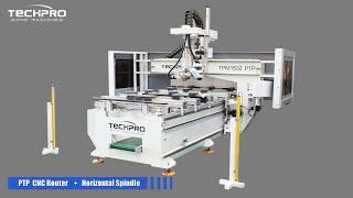 TechProCNC 1325 ATC CNC Router with Horizontal Spindle and PTP Table for Sale