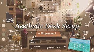 Aesthetic desk makeover  (hot girl study table lol) | SHOPEE MALAYSIA HAUL