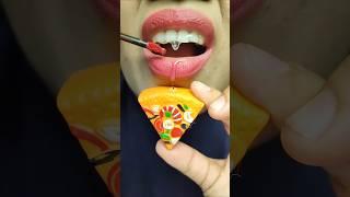 ASMR Magic Food Lip Gloss with Mini Pizza Melts into Candy! #short #shorts 1009