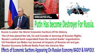 Putin has become a Destroyer For Russia.  Russia is under the Worst Economic Sanctions in the world.