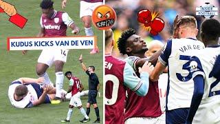 Mohammed Kudus Red Card vs Tottenham | Kudus Punches & Kicks Van de Ven & Sarr!