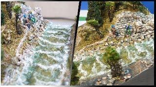 ДИОРАМА. Туристы сидят у горной реки. Имитация воды DIY.