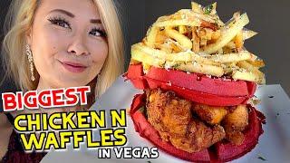 THE BIGGEST CHICKEN N WAFFLES IN Las Vegas!! at Therapy #RainaisCrazy