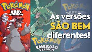 TODAS as diferenças entre Pokémon Rubi, Safira e Esmeralda