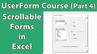 Make a Scrollable Form in Excel - Userform Course 4