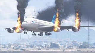 Air France A380 Plane and A370 Mid-Air Collision and Crashed in Sea - GTA 5 #shorts