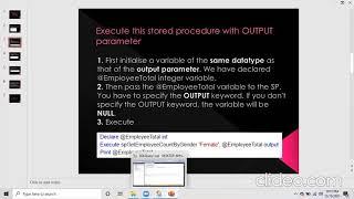 Class 9 Stored Procedures with input and output parameters