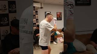 Sam Goodman warming up for fight against Cesar Vaca.