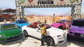 GTA 5 - Luxury Youtubers Cars Drag Racing with Franklin! (Luxury Car meet)