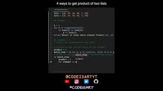 4 ways to get product of two lists in Python | Python Examples | Python Coding Tutorial | Interview