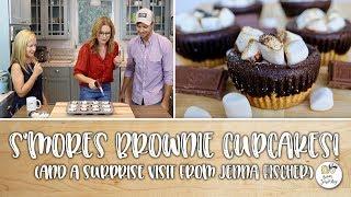 S'mores Brownie Cupcakes! (with a surprise visit from Jenna Fischer) | Baking With Josh & Ange