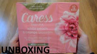 Unboxing Caress Daily Silk White Peach & Orange Blossom (New Look & Refreshed Scent) 12 Bars Soap