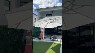 Trying the largest outdoor umbrella!! Best outdoor furniture!