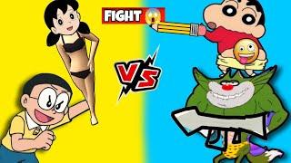 Shinchan And Nobita Guess The Draw And Fight Game | Very Funny 