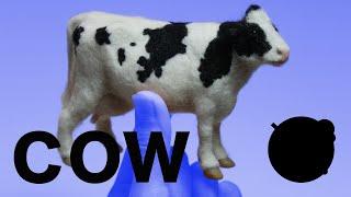 "Cow" The process of making with wool felt