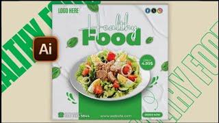 How to make food banner | Food banner Design illustrator | Adobe illustrator tutorial | Food Flyers