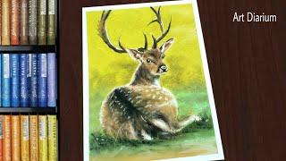 Wildlife/ Deer Drawing with Oil Pastel for Beginners - STEP by STEP