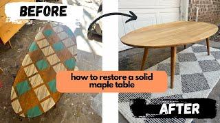 Restoring a Painted Solid Maple MCM Table to its Original Beauty | DIY Furniture Restoration