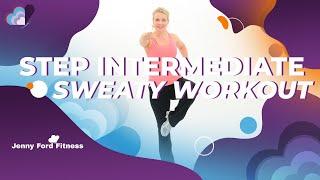 Super Sweaty Step Aerobics | At Home Workout with Four Combos | Intermediate | Fun Choreography