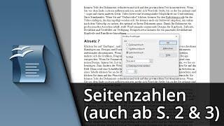 Open Office Writer Seitenzahlen | Seitenzahlen ab Seite 2 oder 3  Tutorial