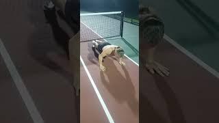 A set of push ups on the tennis courts!!