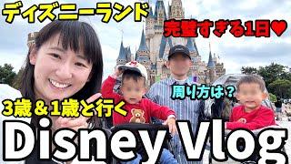 【子連れディズニーランドVlog】3歳＆1歳と1日中遊ぶ！周り方は？超完璧な1日