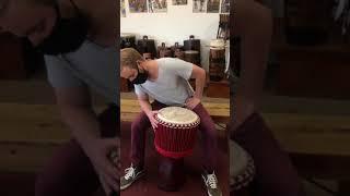 Padauk Lathe Turned Djembe built and Carved at Motherland. Demo by Clayton Kraus