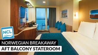 NCL Breakaway | Aft Balcony Stateroom Walkthrough Tour & Review 4K | Norwegian Cruise Lines