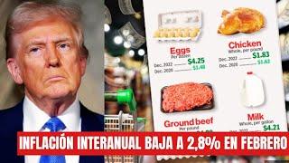 Inflación interanual baja a 2,8% en febrero | Trump minimiza caída del mercado y no prevé recesión