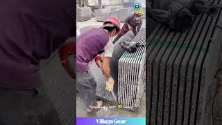 Real Life Stone Tetris!  This Granite Slab Flipping is WILD!  #stone #satisfying  #heavy #funny