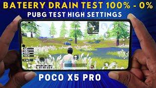 Poco X5 Pro Battery Drain Test 100% - 0% Only PUBG Play & Heating Test