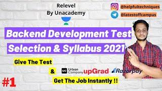 Get PLACED Instantly - Relevel Backend Development Test 2021 | Syllabus & Selection Process .