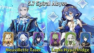 C0 Neuvillette Taser & C6 Layla Hyperfridge - Genshin Impact 5.7 Spiral Abyss Full Clear