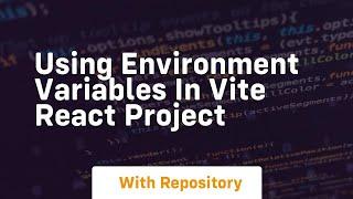 using environment variables in vite react project