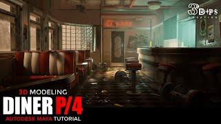 Autodesk Maya Tutorial: Diner 3D Modeling Part 4 - Advanced Detailing Techniques #3dmodeling