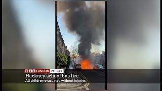 Hackney: Children evacuated as school bus catches fire (UK)