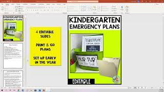 Emergency SUB PLANS Kindergarten